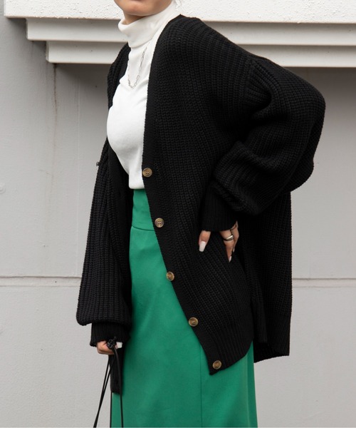 WEGO（ウィゴー）の「WEGO/ボリュームスリーブカラーカーディガン（カーディガン/ボレロ・レディース・ブラック/ベージュ/オフホワイト/サックスブルー/オレンジ/グリーン・FREE）」の3枚目の写真