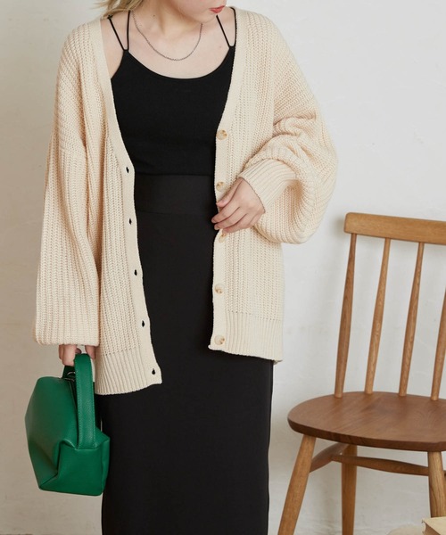 WEGO（ウィゴー）の「WEGO/ボリュームスリーブカラーカーディガン（カーディガン/ボレロ・レディース・ブラック/ベージュ/オフホワイト/サックスブルー/オレンジ/グリーン・FREE）」の8枚目の写真
