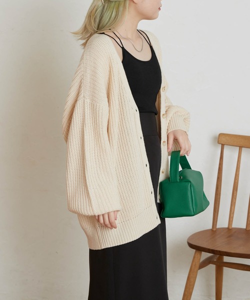 WEGO（ウィゴー）の「WEGO/ボリュームスリーブカラーカーディガン（カーディガン/ボレロ・レディース・ブラック/ベージュ/オフホワイト/サックスブルー/オレンジ/グリーン・FREE）」の9枚目の写真