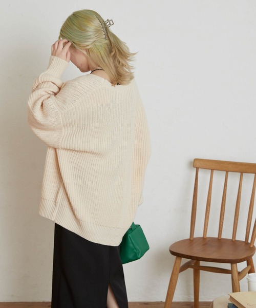 WEGO（ウィゴー）の「WEGO/ボリュームスリーブカラーカーディガン（カーディガン/ボレロ・レディース・ブラック/ベージュ/オフホワイト/サックスブルー/オレンジ/グリーン・FREE）」の10枚目の写真