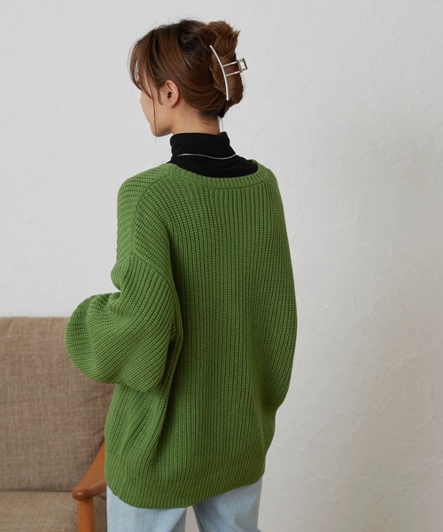 WEGO（ウィゴー）の「WEGO/ボリュームスリーブカラーカーディガン（カーディガン/ボレロ・レディース・ブラック/ベージュ/オフホワイト/サックスブルー/オレンジ/グリーン・FREE）」の17枚目の写真