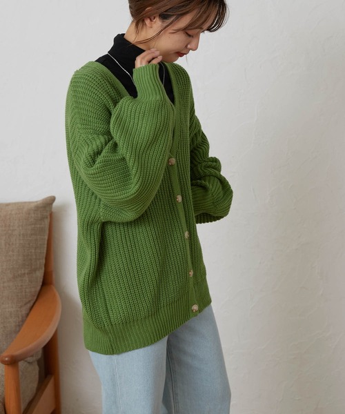 WEGO（ウィゴー）の「WEGO/ボリュームスリーブカラーカーディガン（カーディガン/ボレロ・レディース・ブラック/ベージュ/オフホワイト/サックスブルー/オレンジ/グリーン・FREE）」の18枚目の写真