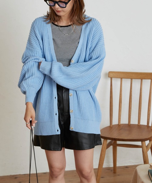 WEGO（ウィゴー）の「WEGO/ボリュームスリーブカラーカーディガン（カーディガン/ボレロ・レディース・ブラック/ベージュ/オフホワイト/サックスブルー/オレンジ/グリーン・FREE）」の21枚目の写真