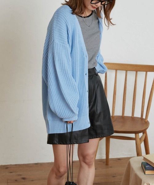 WEGO（ウィゴー）の「WEGO/ボリュームスリーブカラーカーディガン（カーディガン/ボレロ・レディース・ブラック/ベージュ/オフホワイト/サックスブルー/オレンジ/グリーン・FREE）」の22枚目の写真