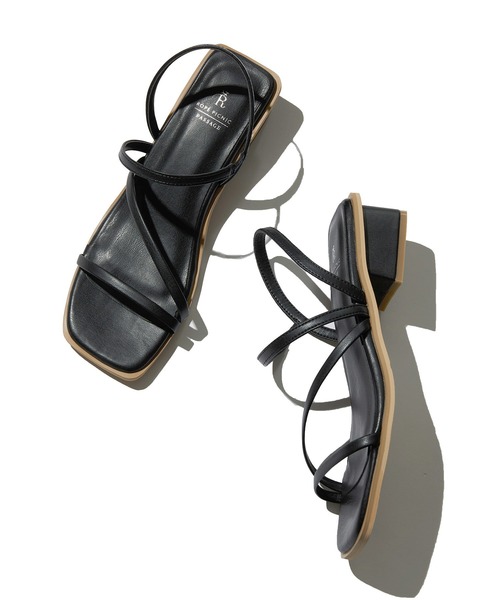 ROPE' PICNIC(ロペピクニック)の「スクエアトゥナローストリングブロックヒールミュール(サンダル・レディース・ブラック/グリーン/キナリ・23.5cm/24.5cm/23.0cm/24.0cm)」の9枚目の写真