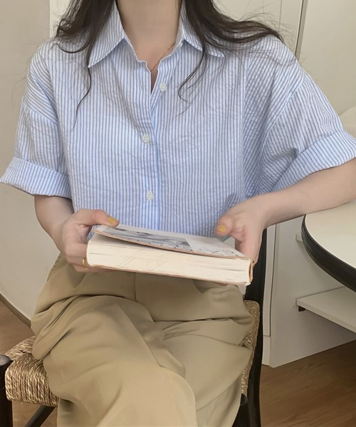セール】ストライプ半袖シャツ（シャツ/ブラウス）｜Girly Doll