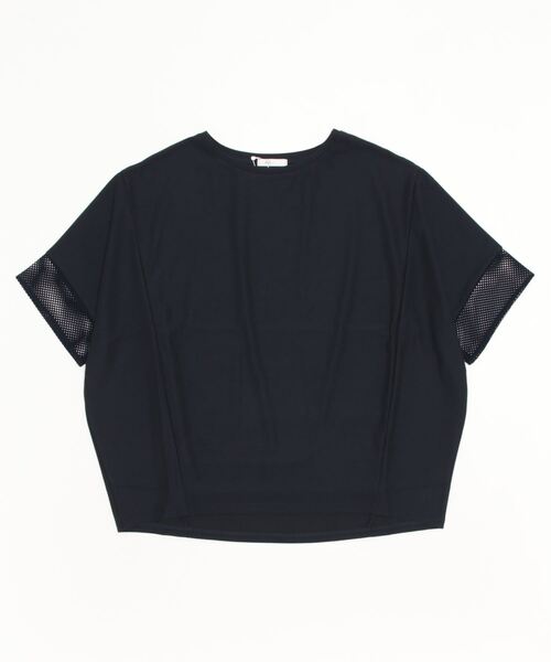 NOLLEY’S(ノーリーズ)の「トリコット×レース・ボリュームプルオーバーカットソー(Tシャツ/カットソー・レディース・ホワイト/ダークネイビー/ネイビー・FREE)」の1枚目の写真