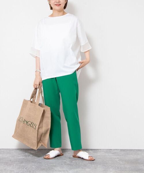 NOLLEY’S(ノーリーズ)の「トリコット×レース・ボリュームプルオーバーカットソー(Tシャツ/カットソー・レディース・ホワイト/ダークネイビー/ネイビー・FREE)」の5枚目の写真