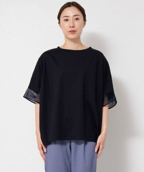 NOLLEY’S(ノーリーズ)の「トリコット×レース・ボリュームプルオーバーカットソー(Tシャツ/カットソー・レディース・ホワイト/ダークネイビー/ネイビー・FREE)」の17枚目の写真