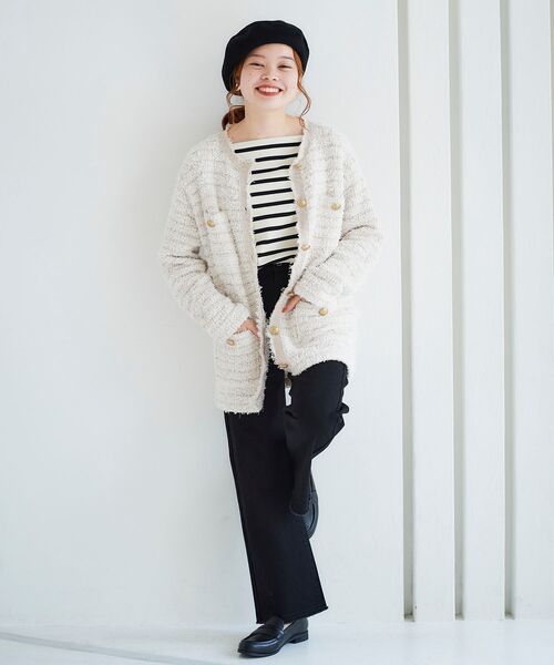 le.coeur blanc（ルクールブラン）の「ミックスヤーンツイードニットジャケット（その他アウター・レディース・ベージュ/ネイビー・38）」の9枚目の写真