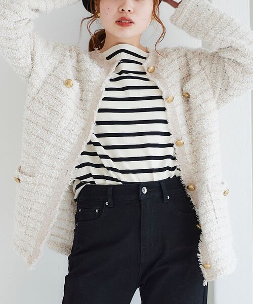 le.coeur blanc（ルクールブラン）の「ミックスヤーンツイードニットジャケット（その他アウター・レディース・ベージュ/ネイビー・38）」の18枚目の写真