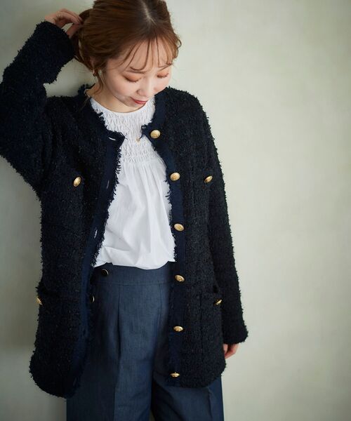 le.coeur blanc（ルクールブラン）の「ミックスヤーンツイードニットジャケット（その他アウター・レディース・ベージュ/ネイビー・38）」の19枚目の写真