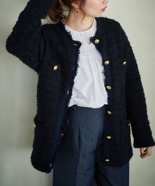 le.coeur blanc（ルクールブラン）の「ミックスヤーンツイードニットジャケット（その他アウター・レディース・ベージュ/ネイビー・38）」の8枚目の写真