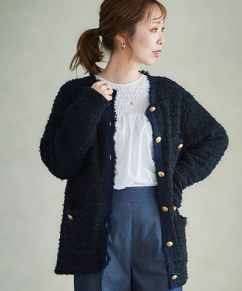 le.coeur blanc（ルクールブラン）の「ミックスヤーンツイードニットジャケット（その他アウター・レディース・ベージュ/ネイビー・38）」の17枚目の写真