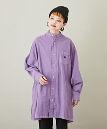 CUBE SUGAR | 無地ピグメント染長袖バンドカラービッグシャツ(シャツ/ブラウス)