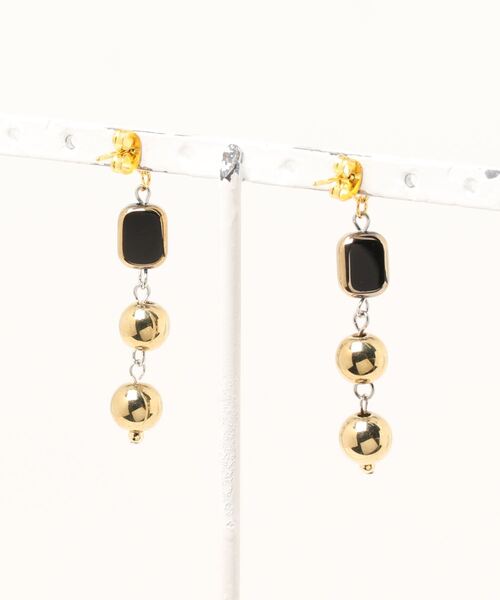 tone（トーン）の「【-lensa-】ゴールド×ブラックでシンプルピアス (MA)（ピアス（両耳用）・レディース・ゴールド・FREE）」の3枚目の写真