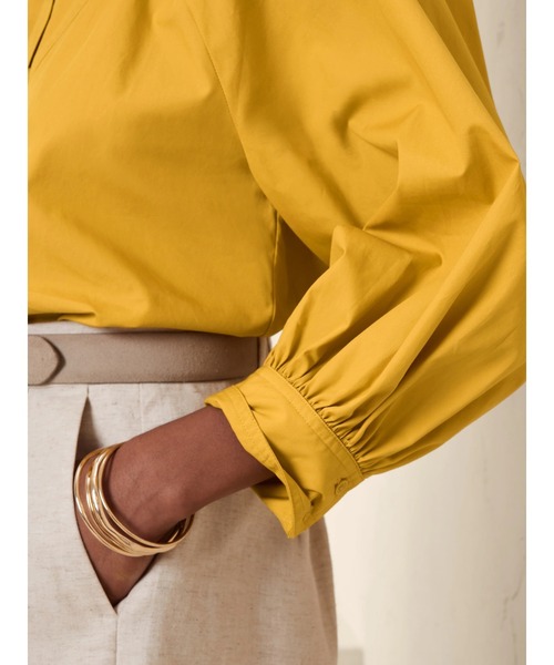 BANANA REPUBLIC FACTORY STORE(バナナリパブリック ファクトリーストア)の「BANANA REPUBLIC FACTORY STORE ポプリンシャツ(シャツ/ブラウス・レディース・イエロー/ホワイト・L/M/XS/S)」の4枚目の写真