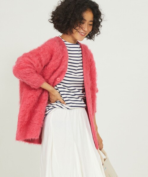 Freada（フリーダ）の「Freada/フリーダ シャギーニットカーディガン（カーディガン/ボレロ・レディース・ベージュ/オフホワイト/ピンク/イエロー/オレンジ・SMALL/MEDIUM）」の5枚目の写真