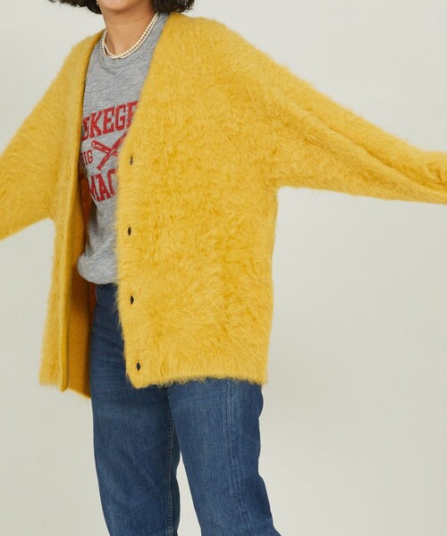 Freada（フリーダ）の「Freada/フリーダ シャギーニットカーディガン（カーディガン/ボレロ・レディース・ベージュ/オフホワイト/ピンク/イエロー/オレンジ・SMALL/MEDIUM）」の6枚目の写真