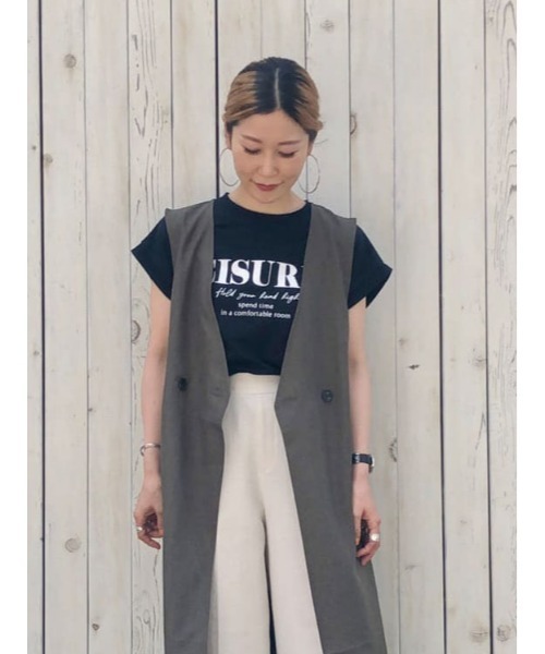 Samansa Mos2 blue(サマンサモスモスブルー)の「ミニ裏毛ノースリーブロゴプルオーバー(Tシャツ/カットソー・レディース・ブラック/グリーン/ラベンダー/グレー系その他/キナリ・フリ-)」の3枚目の写真