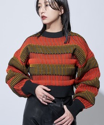 Solace | マルチボーダーバックオープンニット(ニット/セーター)