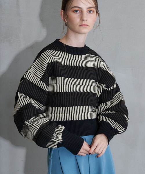 Solace（ソレイス）の「マルチボーダーバックオープンニット（ニット/セーター・レディース・オレンジ/ベージュ/ブルー・FREE）」の10枚目の写真