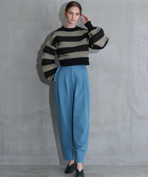 Solace（ソレイス）の「マルチボーダーバックオープンニット（ニット/セーター・レディース・オレンジ/ベージュ/ブルー・FREE）」の12枚目の写真