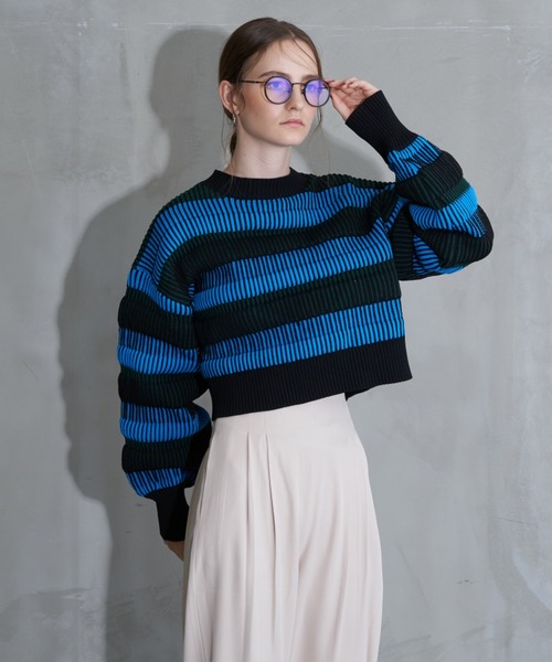 Solace（ソレイス）の「マルチボーダーバックオープンニット（ニット/セーター・レディース・オレンジ/ベージュ/ブルー・FREE）」の20枚目の写真