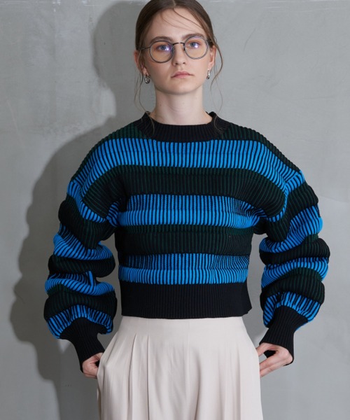 Solace（ソレイス）の「マルチボーダーバックオープンニット（ニット/セーター・レディース・オレンジ/ベージュ/ブルー・FREE）」の16枚目の写真