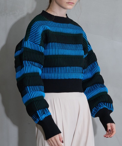 Solace（ソレイス）の「マルチボーダーバックオープンニット（ニット/セーター・レディース・オレンジ/ベージュ/ブルー・FREE）」の17枚目の写真