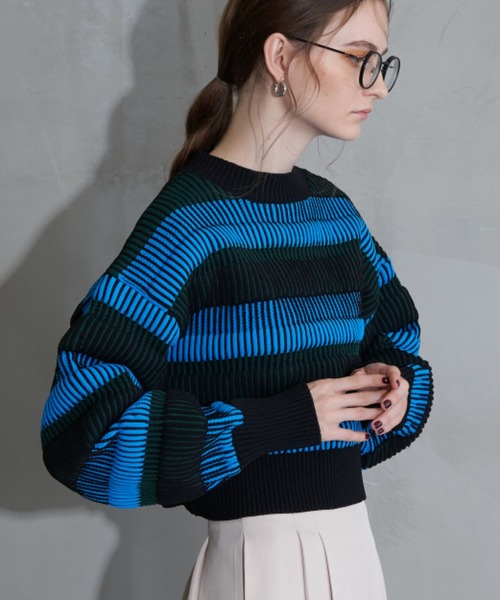 Solace（ソレイス）の「マルチボーダーバックオープンニット（ニット/セーター・レディース・オレンジ/ベージュ/ブルー・FREE）」の19枚目の写真