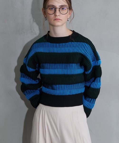 Solace（ソレイス）の「マルチボーダーバックオープンニット（ニット/セーター・レディース・オレンジ/ベージュ/ブルー・FREE）」の18枚目の写真