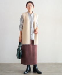 NOMBRE IMPAIR | カットフェイクスェード　ストレートスカート(スカート)