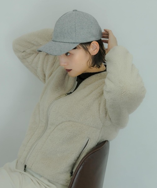SMELLY(スメリー)の「メルトンキャップ(キャップ・レディース・グレー/キャメル・-)」の2枚目の写真