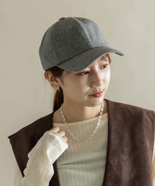 SMELLY(スメリー)の「メルトンキャップ(キャップ・レディース・グレー/キャメル・-)」の7枚目の写真