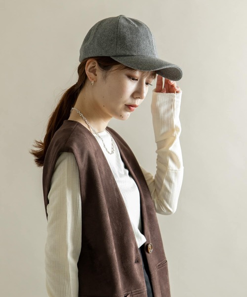 SMELLY(スメリー)の「メルトンキャップ(キャップ・レディース・グレー/キャメル・-)」の19枚目の写真