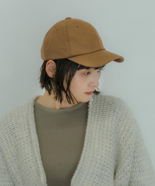 SMELLY(スメリー)の「メルトンキャップ(キャップ・レディース・グレー/キャメル・-)」の6枚目の写真