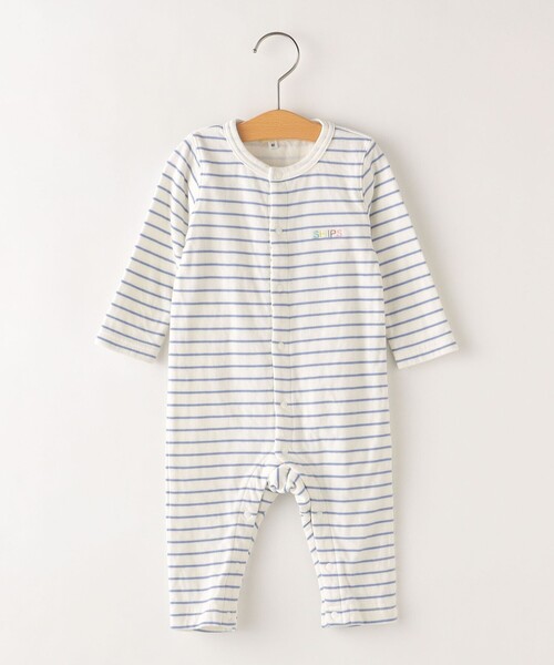 SHIPS（シップス）の「SHIPS KIDS:接結 ボーダー 長袖 ロンパース（ロンパース・キッズ・ライトブルー/ピンク系その他・80/70）」の2枚目の写真