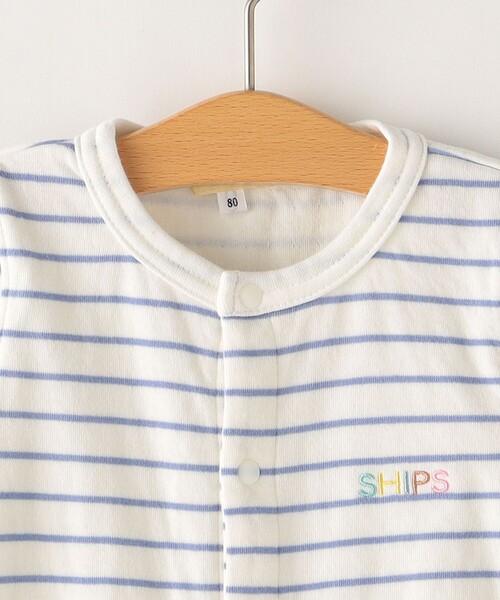 SHIPS（シップス）の「SHIPS KIDS:接結 ボーダー 長袖 ロンパース（ロンパース・キッズ・ライトブルー/ピンク系その他・80/70）」の7枚目の写真