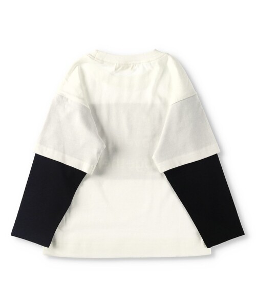 BRANSHES(ブランシェス)の「【重ね着風】長袖Tシャツ(Tシャツ/カットソー・キッズ・チャコールグレー/オフホワイト・100/160/110/140/120/150/130/90)」の17枚目の写真
