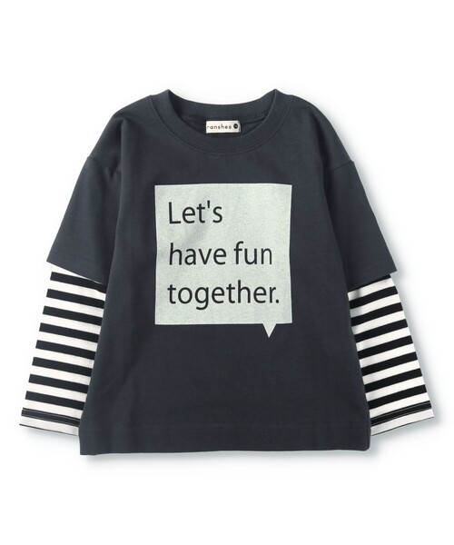 BRANSHES(ブランシェス)の「【重ね着風】長袖Tシャツ(Tシャツ/カットソー・キッズ・チャコールグレー/オフホワイト・100/160/110/140/120/150/130/90)」の10枚目の写真