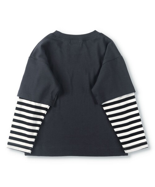 BRANSHES(ブランシェス)の「【重ね着風】長袖Tシャツ(Tシャツ/カットソー・キッズ・チャコールグレー/オフホワイト・100/160/110/140/120/150/130/90)」の9枚目の写真