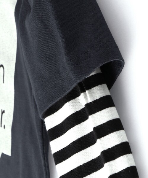 BRANSHES(ブランシェス)の「【重ね着風】長袖Tシャツ(Tシャツ/カットソー・キッズ・チャコールグレー/オフホワイト・100/160/110/140/120/150/130/90)」の6枚目の写真