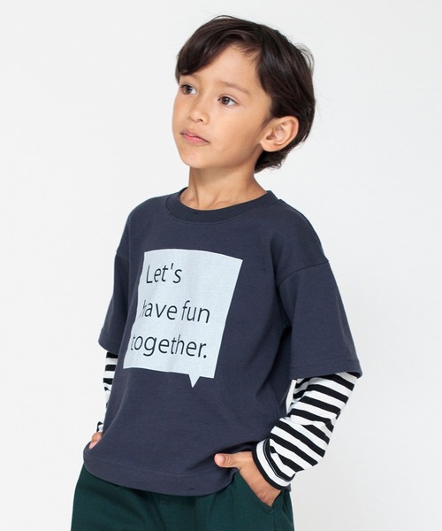 BRANSHES(ブランシェス)の「【重ね着風】長袖Tシャツ(Tシャツ/カットソー・キッズ・チャコールグレー/オフホワイト・100/160/110/140/120/150/130/90)」の22枚目の写真