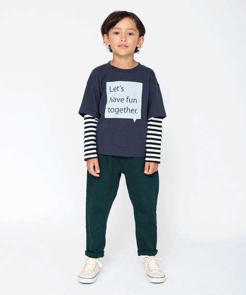 BRANSHES(ブランシェス)の「【重ね着風】長袖Tシャツ(Tシャツ/カットソー・キッズ・チャコールグレー/オフホワイト・100/160/110/140/120/150/130/90)」の19枚目の写真