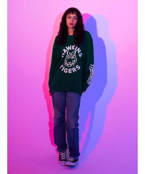 ストレンジャーシングス　スウェット　シーズン4 グリーン　トレーナー　Lサイズ Green Parks（グリーンパークス）の「【UNISEX】□STRANGER