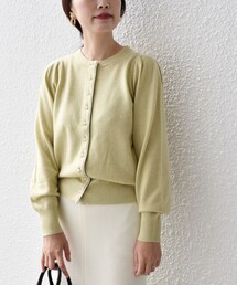 *〈手洗い可能〉パールモチーフボタンパイピングカーディガン◆