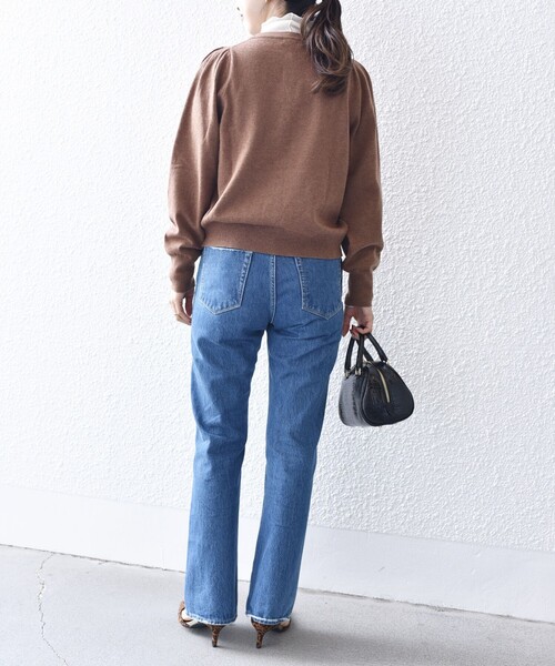 SHIPS（シップス）の「*〈手洗い可能〉パールモチーフボタンパイピングカーディガン◆（ニット/セーター・レディース・ライトグレー/ブラック/ブラウン系/グリーン/ミント・ONE SIZE）」の12枚目の写真