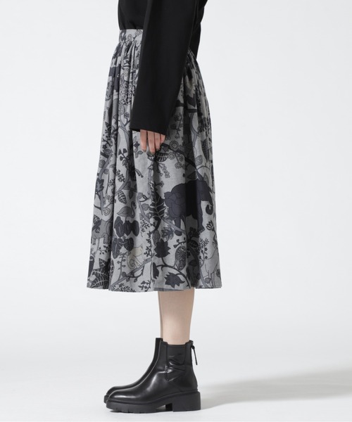 BOHEMIANS（ボヘミアンズ）の「BOHEMIANS/ボヘミアンズ　JUNGLE VIYELLA GATHER SKIRT（スカート・レディース・グレー・L）」の4枚目の写真