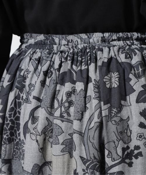 BOHEMIANS（ボヘミアンズ）の「BOHEMIANS/ボヘミアンズ　JUNGLE VIYELLA GATHER SKIRT（スカート・レディース・グレー・L）」の6枚目の写真